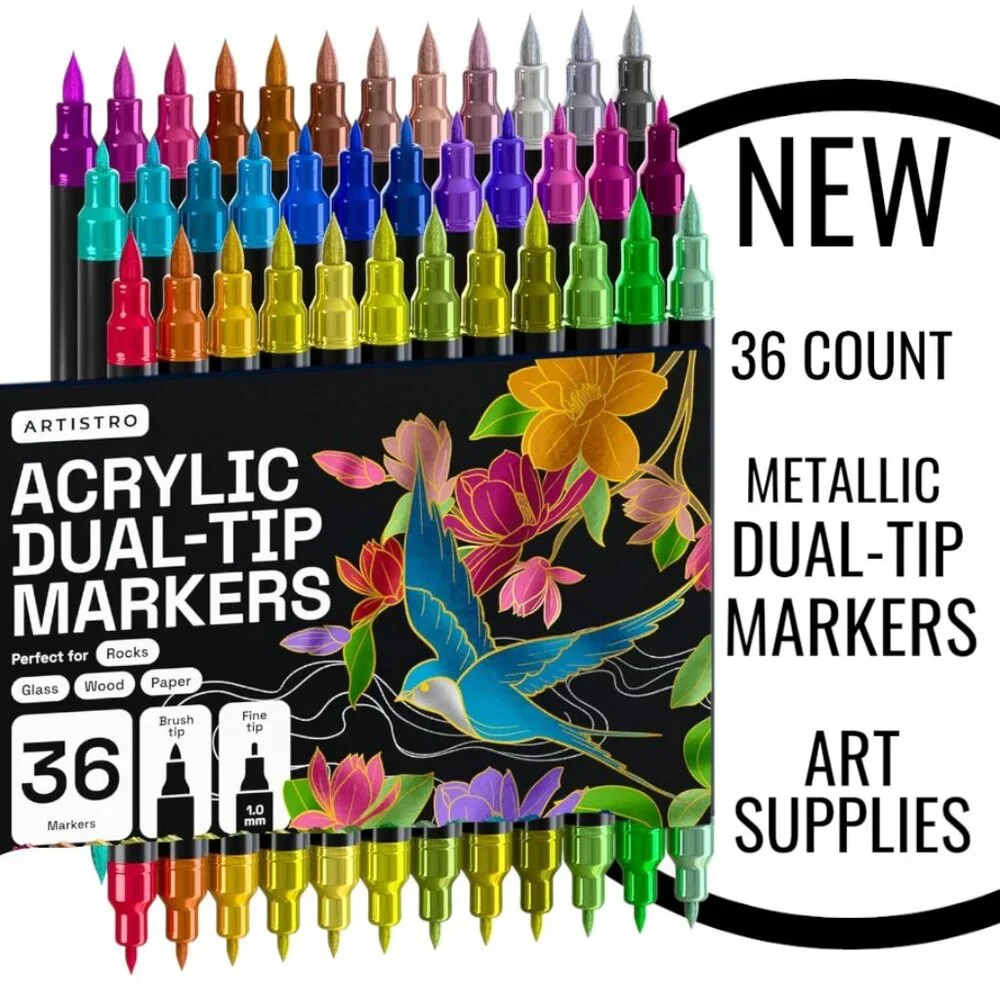 NEW Art Supplies Brush Metallic Markers Pens for Adult Coloring Books School 36